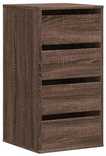 vidaXL Kommode, Sideboard mit 4 Schubladen, Schubladenschrank Schrank für Wohnzimmer, Anrichte Flurschrank Beistellschrank, Braun Eichen-Optik Holzwerkstoff