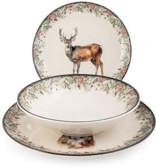 H&h servizio tavola natalizio 18 pezzi montana