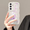 UEEBAI Hülle für Samsung Galaxy A14 4G/5G, Niedliche Lockige Wellen Rahmenform Silikon Handyhülle mit Schmetterlingsmuster, Slim Fit Weiche Bumper Cover Schutzhülle für Frauen Mädchen, Beige