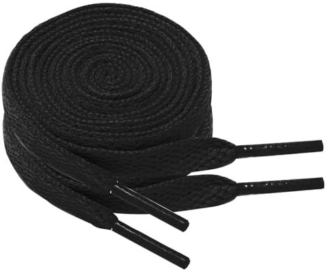North Bund 2 pares de cordones planos para zapatillas de deporte 8mm Cordones planos de recambio para zapatillas de deporte Negro 120cm