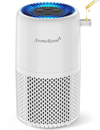 Air Purifier for Home Bedroom, AromaRoom H13 HEPA Air Filter For Smoke Pollen Dander Hair Smell Air Cleaner, 3-in-1 Filter with Sleep Mode, Quiet Air Cleaner For Pets, Home, Baby Room (White)