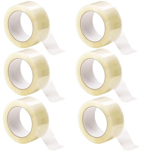 Terryshop74 6 Rotoli Nastro adesivo Silenzioso imballaggio trasporto 50mm x 66 metri per Imballaggi e magazzino, resistenti traslochi protezione Made in italy (6 Rotoli Trasparenti)