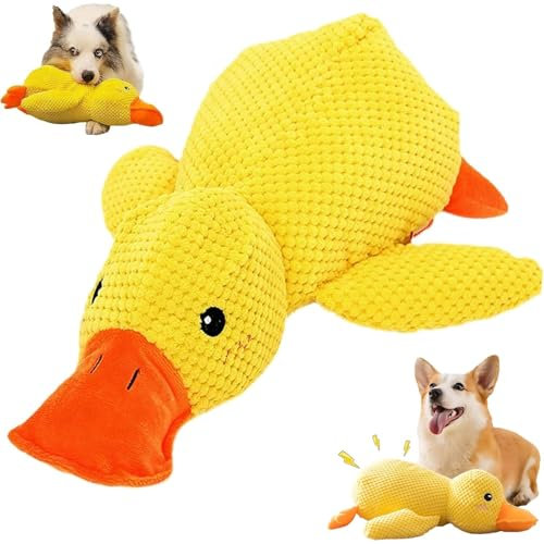 Luylmo 2025 Anti Stress Ente Für Hunde, Quack-Quack Duck Hundespielzeug, gelbes Quietschspielzeug, langlebiges Plüschspielzeug 45 × 38 cm, geeignet für Kleine/Mittlere/Große Hunde