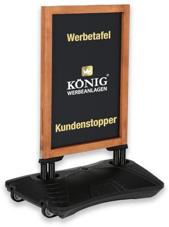 Dreifke Kreidetafel Holz Keitum Wind Line | beidseitig beschreibbar | stabiler Fuß | 2x2 Federn für einen sicheren Stand bei Wind und Wetter | Holztafel | Restaurant-Tafel |Kundenstopper | 59 x 78 cm
