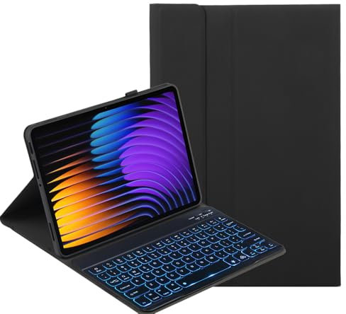 YKWXSC Funda Teclado para Xiaomi Pad 7/7 Pro 11,2 Pulgada, 7 Colores Iluminado QWERTY Teclado Magnético Inalámbrico para Xiaomi Pad 7/7 Pro 11,2 Pulgada, Negro