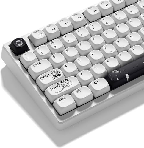 dagaladoo Apollo PBT Keycaps,White and Black,MOA Keycaps Dye-Sublimation, Japanese Style,Custom Keyboard Key caps Set for 100% 75% 65% 60% TKL US Layout Mechanical Keyboard