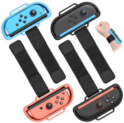 4 Pack [𝐒𝐰𝐢𝐭𝐜𝐡 𝟐/𝟏/𝗢𝗟𝗘𝗗]Bracelets pour Nintendo Switch 2(2025) &Switch (2017)/OLED Controller, Accessoires de Poignet Ajustables pour Switch Just Dance 2026 2025 2024 2023/Zumba Burn It Up
