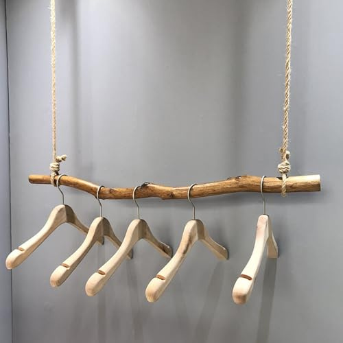 Kleiderstange aus Treibholz, Rustikaler Kleiderständer aus Ästen, Kleiderstange Zur Deckenmontage für Die Präsentation Im Einzelhandel(Brown,60cm(24in))
