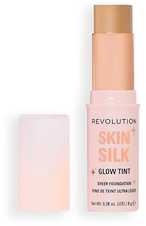 Revolution Skin Silk Glow Tint Transparenter Foundation Stick – Für Strahlende Haut, Kaschiert Unreinheiten & Glättet Feine Linien, Medium Tan Warm, 8g
