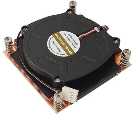 QAVLXIE Disipador de Calor Activo for CPU LGA1200, LGA1150, LGA1151, 1U, espaciado Entre Orificios de 75 x 75 mm, 180 W, Ventiladores de 8015 mm, cámara de Vapor, Base VC.