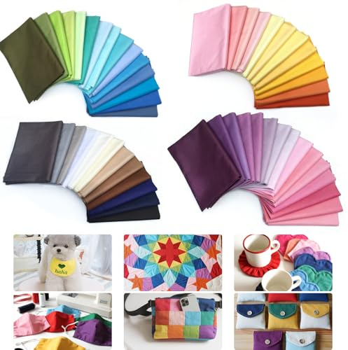 100 Stück Baumwollstoff, 50 Stk 20x20cm & 50 Stk 10x10cm Stoffpaket, 50 Farben Patchwork Stoffe zum Nähen Quilten DIY Dekoration Basteln Handwerken Reine Baumwolle Stoff