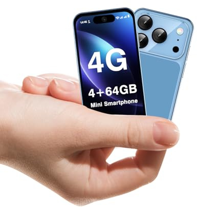 ZOKOE Mini Smartphone, 4G freigeschaltet, 3,88 Zoll Display, Android 12, 1950 mAh Akku, Dual SIM, Gesichtserkennung (Blau-4G)