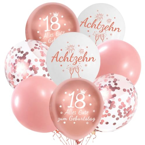 Luftballons 18. Jahre Geburtstag, Deko 18. Geburtstags Mädchen, Frauen. Enthält 20 roségoldene Luftballons – perfekt für die 18. Geburtstagsdekoration.