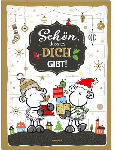 Sheepworld Adventskalender Motiv Schön Schoko-Adventskalender | 51266 | Lecker gefüllt mit 75 g Schokolade, 26 cm x 35 cm, für Weihnachten