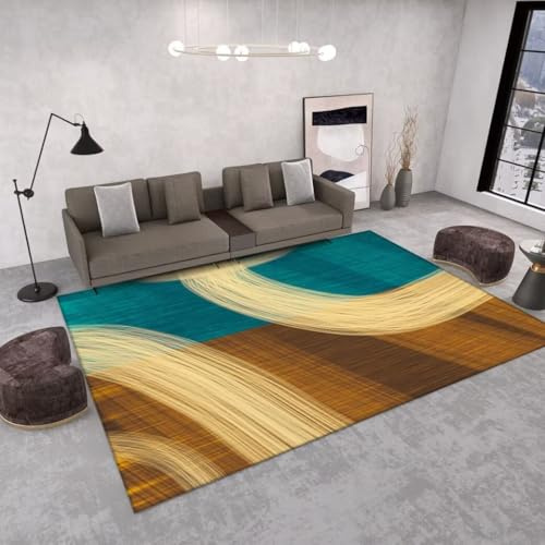 RUGMRZ Tapis Antiderapant Baignoire Enfant Décoration Lavable Antidérapante Abstraite Géométrique Moderne Et Minimaliste Ville Bleu Decoration De Chambre Salon Grande Taille Fille Chambre140X200Cm