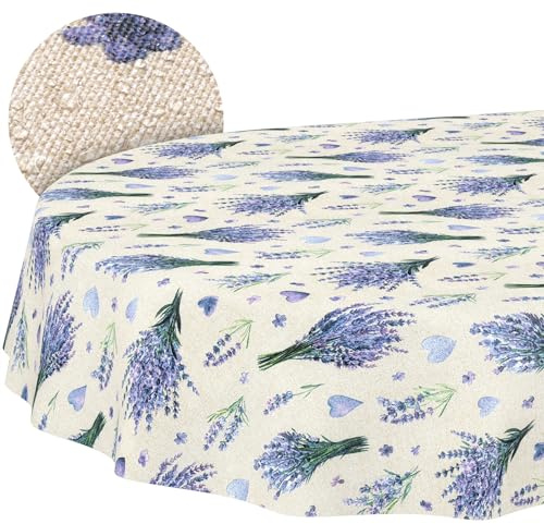 ANRO Tischdecke abwaschbar Lavendel Violett oval 180x140 cm Tischwäsche | schmutz- & wasserabweisend, pflegeleicht – waschbar bei 30 °C – ideal für Garten, Terrasse & Esszimmer