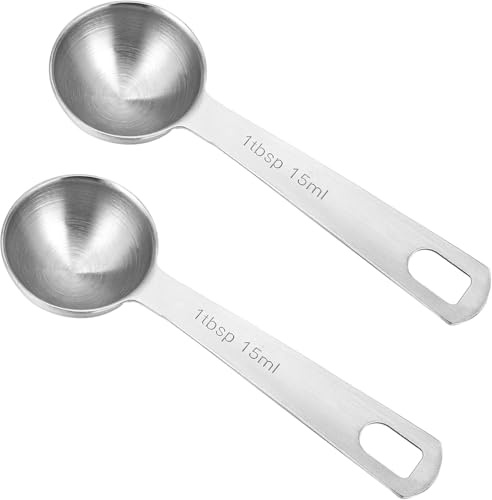 2 Pcs Tablespoon Measuring Spoon, 15ml Coffee Scoop | Stainless Steel, for Ground Coffee, Loose Tea, Protein Powder and Baking