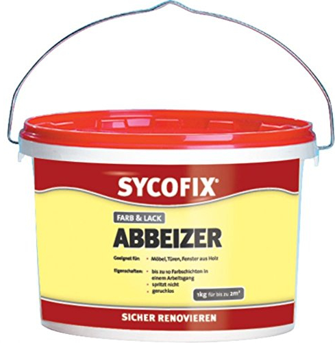 SYCOFIX Farb- & Lackabbeizer 1 kg für ca. 2 m², Hochwertiger gründlicher Abbeizer für bis zu 10 Schichten alter Farben und Lacken auf Holz wie Möbeln, Türen, Fenster etc., Pulver, lösemittelfrei