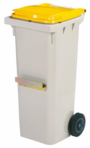 Rossignol Conteneur Korok 2 roues - barre ventrale, Couleur:Gris/Jaune;Capacité:240L