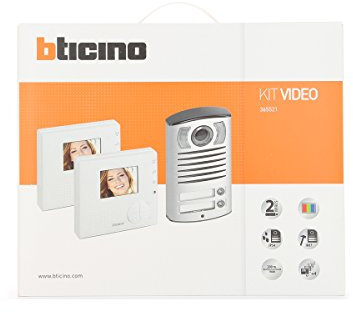 BTicino 365521 Kit Vivavoce Videocitofono Classe 100V12B e Pulsantiera Linea 2000, Bifamiliare