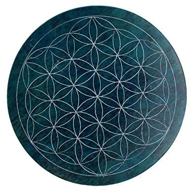 Budawi® Speckstein Untersetzer Blume des Lebens 10 cm rund Farbe türkis