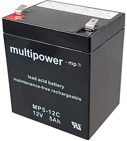 MultiPower Bleiakku MP5-12C Zyklen-Type 12Volt 5,0Ah mit 6,3mm Steckanschlüssen