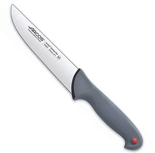 Arcos Serie Colour Prof - Cuchillo Carnicero - Hoja de Acero Inoxidable Nitrum de 150 mm - Mango de Polipropileno Recubierto de Elastómero Color Gris