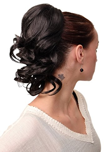 WIG ME UP JL-3023-3 Haarteil/Zopf gewellt halblang (35 cm) 1 Steckkamm + Gummizug Dunkelbraun Braun