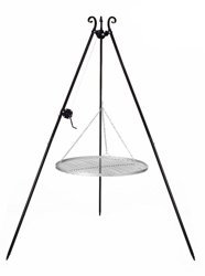 Tre Gamba Grill altezza 192 cm con manovella e griglia in acciaio inox diametro 50 cm