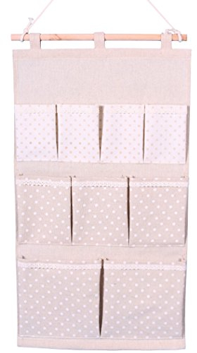 WB wohn trends Hängeaufbewahrung aus Stoff ~ beige ~ groß / 51cm ~ Vintage Landhaus Look