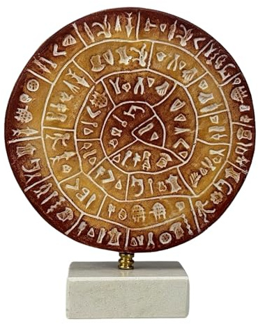 Museums-Replika des Diskos von Phaistos, Minoischer Palast „1700 v. Chr. der erste bewegliche Typ“