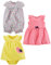 Simple Joys by Carter's 3-Pack Romper, Sunsuit and Dress Infant Toddler, Blanc Fleuri/Jaune Oiseau/Rose Points, 24 Mois (Lot de 3) Bébé Fille