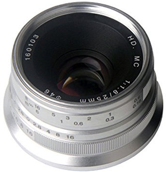 Yunchenghe Camera 25mm F / 1.8 Obiettivo macro, obiettivo Focus manuale, per Olympus M4/3 -Argento