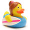 Surfer Girl Badeente I Quietscheentchen I L: 8,5 cm I inkl. Badeenten-Schlüsselanhänger im Set