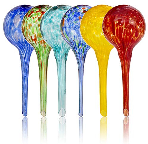 Besti Self Watering Globes for Plants (4-Pack) Waters Greenery Up to 2 Weeks Hands Free | Durable, Multicolored Glass Craftsmanship | Indoor and Outdoor Use (Set of 6)