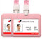 Lot de 2 porte-badges horizontaux avec cordon tour de cou pour porte-nom, carte d'étudiant, carte de travail, carte d'identité (rose)