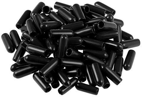 sourcing map 100 Stück Gummi Endkappen 3,5mm Innendurchm. Gummikappen Runde Schutzkappen Gummi Abdeckung Stopfen Möbelgleiter Bolzen Gewindeschutz für Schrauben Rohr Stuhlbeine, Schwarz