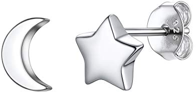 ChicSilver Damen Ohrstecker 925er Stern Ohrringe Mond Ohrringe mit Geschenkebox für damen und Mädchen