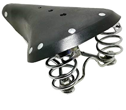 TentHome Vintage Fahrradsattel bequem Sattel Leder Fahrradsitz mit Feder Classic Line Cityradsättel Rennrad MTB Radfahren Schwarz