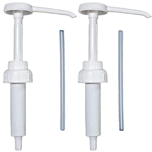 2 Stück Stabile Dosierpumpe Entnahmepumpe weiß für 5 und 10 Liter Kanister für DIN 45 Gewinde. 30 ml Hub. Mit 18 cm 2 x Saugrohr - kürzbar-. EU Produkt. Made in Holland