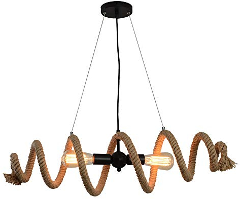 WFZRXFC Handgemachte Zäpfe Zweiwein Kronleuchter Retro Industriestil Pendelleuchte Doppelkopf E27 Lichtquelle Wohnlampe Bekleidungsgeschäft Cafe Milch Tee Shop Hängelampe Edison Light Fixture