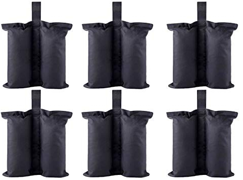 YELAIYEHAO Borsa per pesi a doppia cucitura, resistente, per gambe pop-up, per tende a baldacchino, con piedini pesati, borsa per sabbia per esterni, colore: nero (17,8 x 40,1 cm, nero)