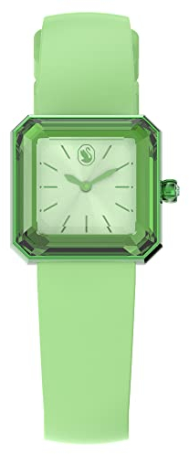Swarovski Uhr, Grüne Damenuhr mit Silikonarmband und Strahlenden Swarovski Kristallen