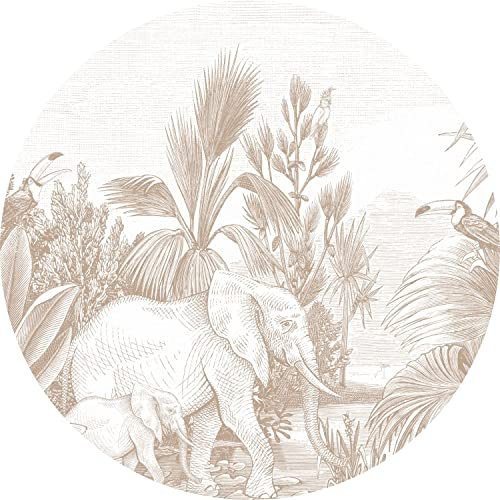 ESTAhome papier peint panoramique rond adhésif jungle cervine - 159088 - Ø 140 cm