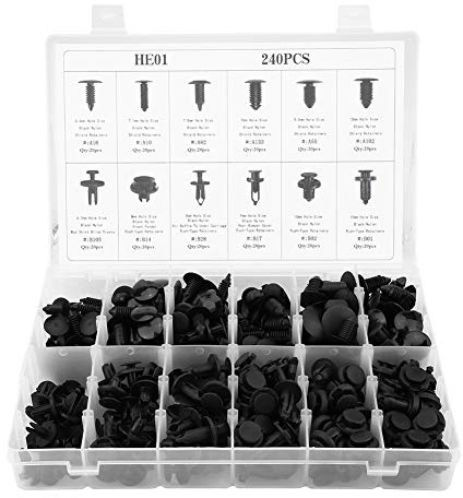 Dioche Push-Pin-Nieten, Kunststoff-Nieten, großer Flansch, Dioche, 240 Stück, 12 Größen, Auto-Karosserie, Push-Pin-Nieten, Stoßstangen-Befestigungen, Clip-Trim für,