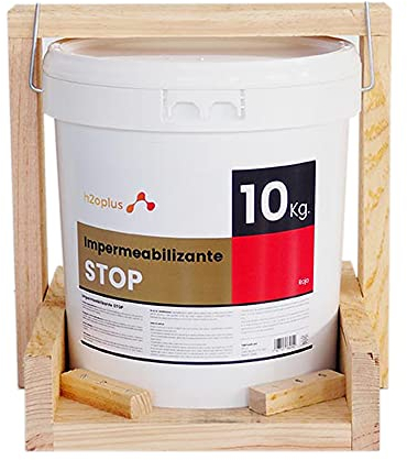 H2OPLUS Membrana Impermeabilizzante Rosso STOP 10Kg · Guaina Liquida Impermeabilizzante Colorata · Vernice plastica 100% NATURALE a base di Acqua, NESSUN ODORE ai Solventi Chimici