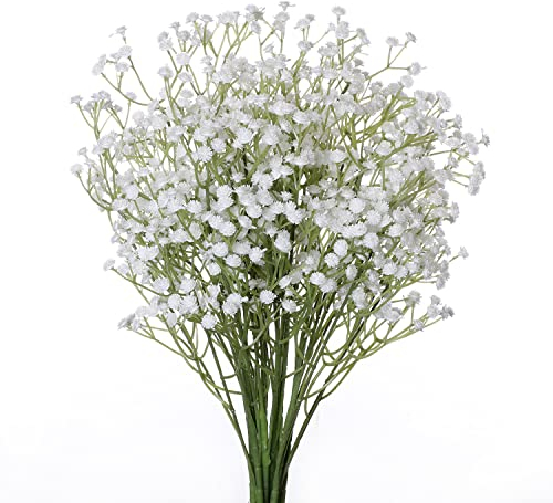 huaao 7 Stück Gypsophila Künstliche Blumen Weiß Schleierkraut künstlich Blumenstrauß Gefälschte Künstliches Pflanzen DIY für Hochzeit Brautsträuße Blumenarrangement Hotel Wohnzimmer Party Dekor