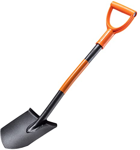 KADAX Pointed Spade, Pioneer Spade, Gardener Spade with D Handle, Garden Shovel, Shovel with Metal Handle, Grave Shovel, Grave Spade for Garden, Garden Spade (86 cm, Black/Orange)