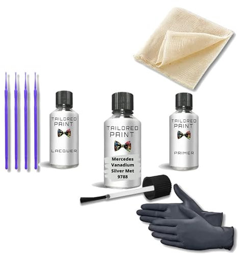 For Mercedes 2000-Present Vanadium Silver Met 9788 Touch Up Paint Kit Vanadium Silver Met 9788 (Touch Up Paint, Lacquer + Primer)