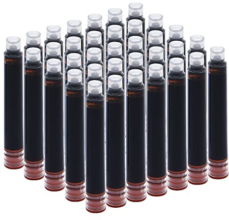 SIPLIV 35 Stück Tintenpatronen, 3,4 mm Bohrungsdurchmesser Füllfederhalter Kalligraphiestift Nachfülltintenpatronen - Braun